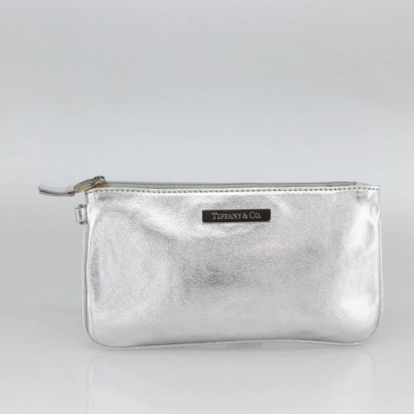 TIFFANY&Co. Reversible Tote Bag Leather Silver Auth YKZ1080