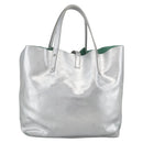 TIFFANY&Co. Reversible Tote Bag Leather Silver Auth YKZ1080-2