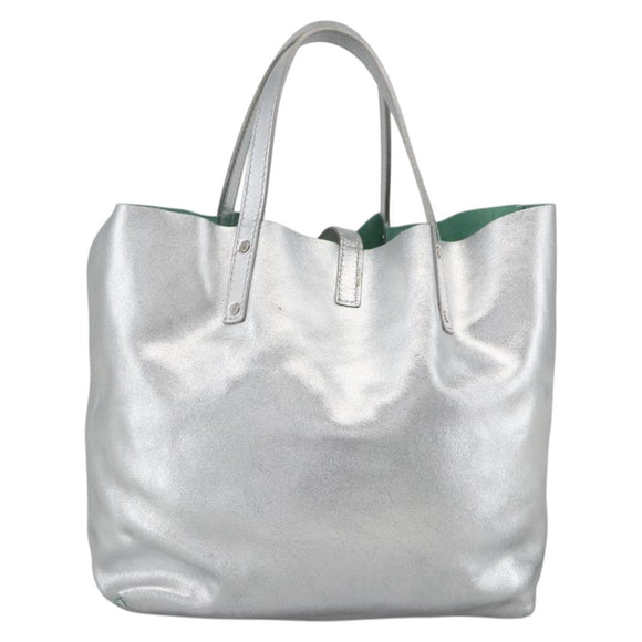 TIFFANY&Co. Reversible Tote Bag Leather Silver Auth YKZ1080