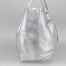 TIFFANY&Co. Reversible Tote Bag Leather Silver Auth YKZ1080-3