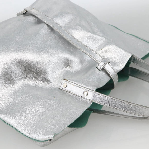 TIFFANY&Co. Reversible Tote Bag Leather Silver Auth YKZ1080