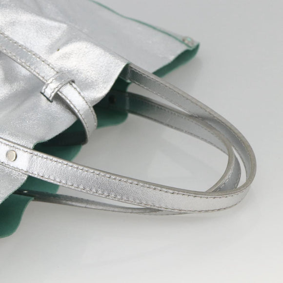 TIFFANY&Co. Reversible Tote Bag Leather Silver Auth YKZ1080