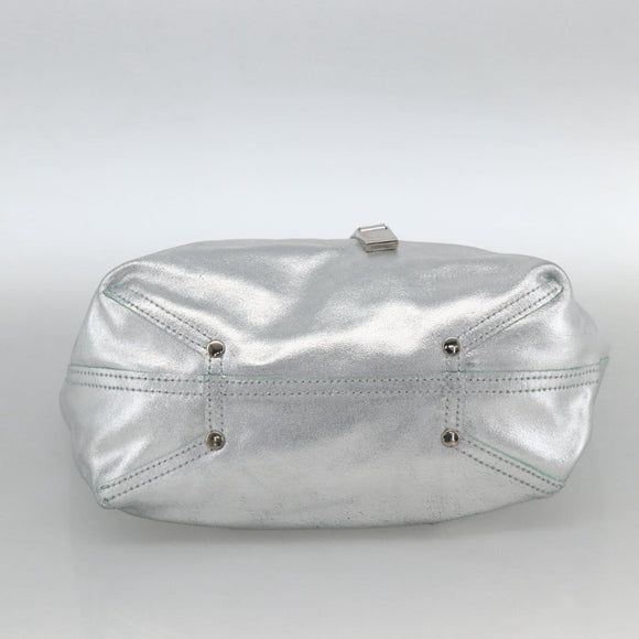 TIFFANY&Co. Reversible Tote Bag Leather Silver Auth YKZ1080