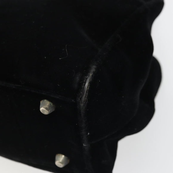 PRADA Hand Bag Velor Black Auth YKZ1084
