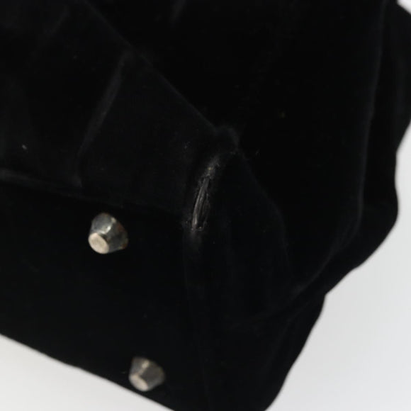 PRADA Hand Bag Velor Black Auth YKZ1084