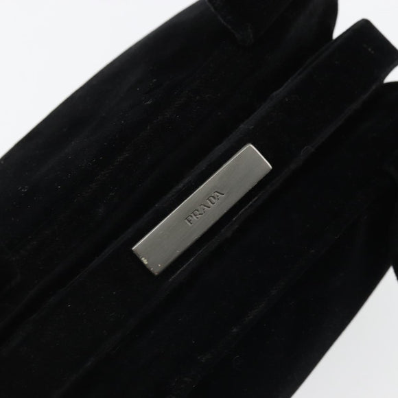PRADA Hand Bag Velor Black Auth YKZ1084