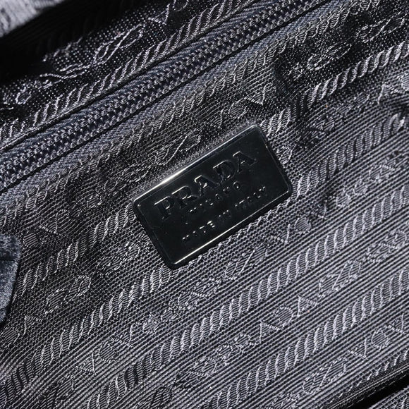 PRADA Hand Bag Velor Black Auth YKZ1084