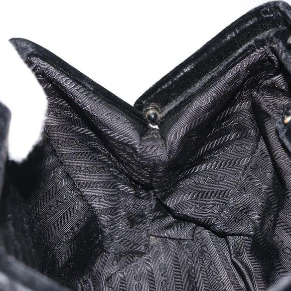 PRADA Hand Bag Velor Black Auth YKZ1084