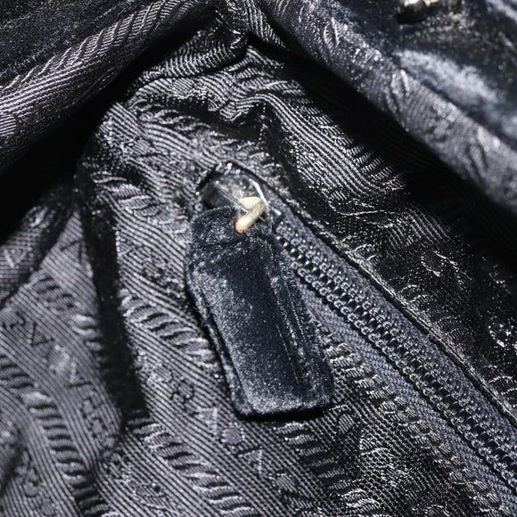 PRADA Hand Bag Velor Black Auth YKZ1084