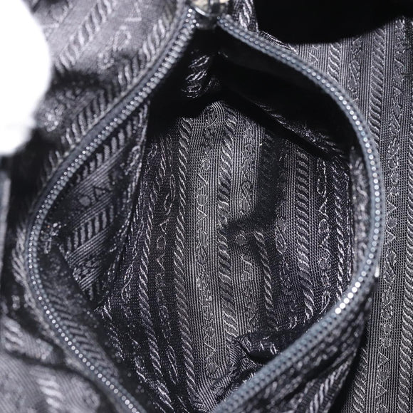PRADA Hand Bag Velor Black Auth YKZ1084