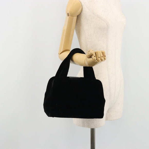 PRADA Hand Bag Velor Black Auth YKZ1084