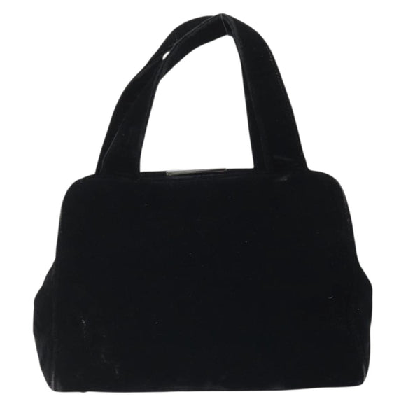 PRADA Hand Bag Velor Black Auth YKZ1084
