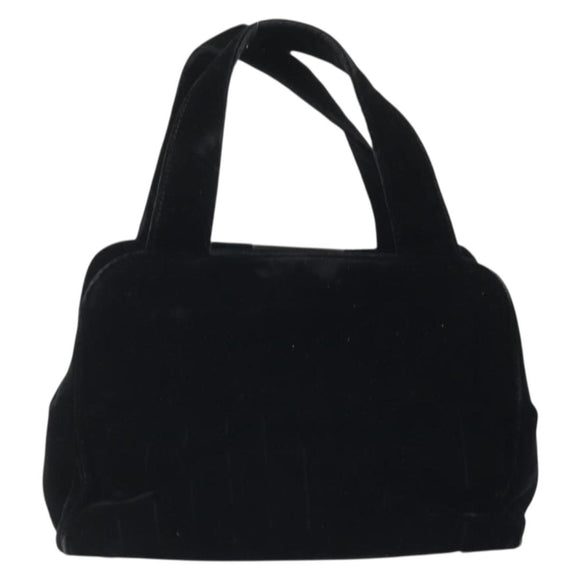PRADA Hand Bag Velor Black Auth YKZ1084