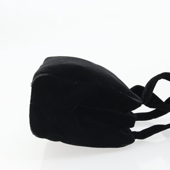 PRADA Hand Bag Velor Black Auth YKZ1084
