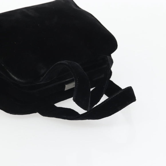PRADA Hand Bag Velor Black Auth YKZ1084