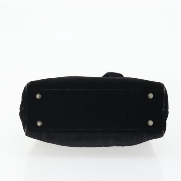 PRADA Hand Bag Velor Black Auth YKZ1084