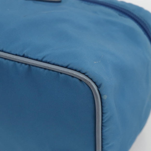 PRADA Vanity Hand Bag Nylon Blue Silver Auth YKZ1085