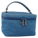 PRADA Vanity Hand Bag Nylon Blue Silver Auth YKZ1085-1