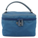 PRADA Vanity Hand Bag Nylon Blue Silver Auth YKZ1085-13