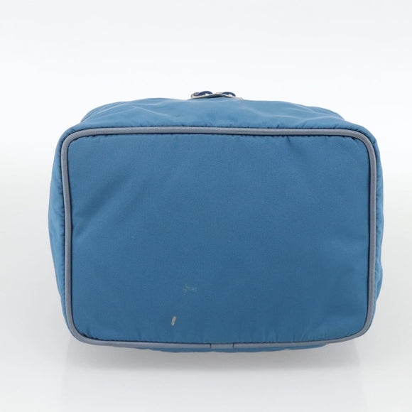 PRADA Vanity Hand Bag Nylon Blue Silver Auth YKZ1085