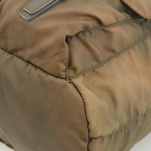PRADA Backpack Nylon Khaki Silver Auth YKZ1086