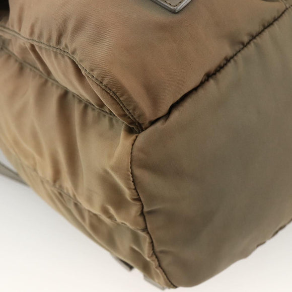 PRADA Backpack Nylon Khaki Silver Auth YKZ1086