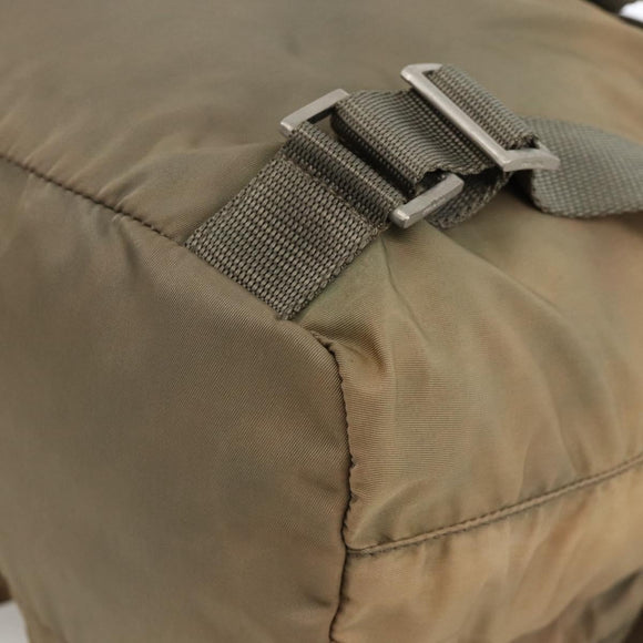 PRADA Backpack Nylon Khaki Silver Auth YKZ1086