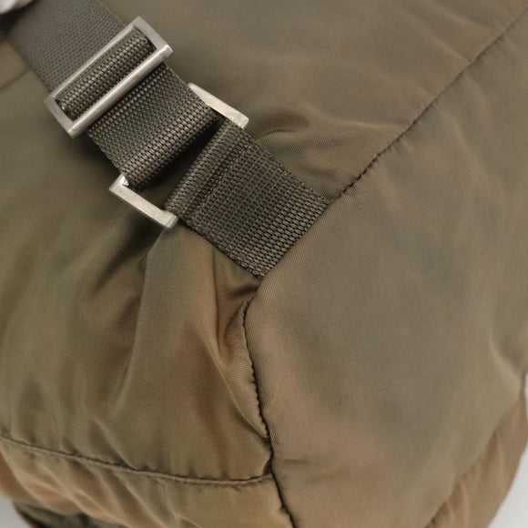 PRADA Backpack Nylon Khaki Silver Auth YKZ1086