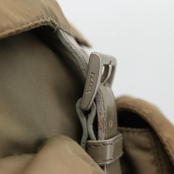 PRADA Backpack Nylon Khaki Silver Auth YKZ1086