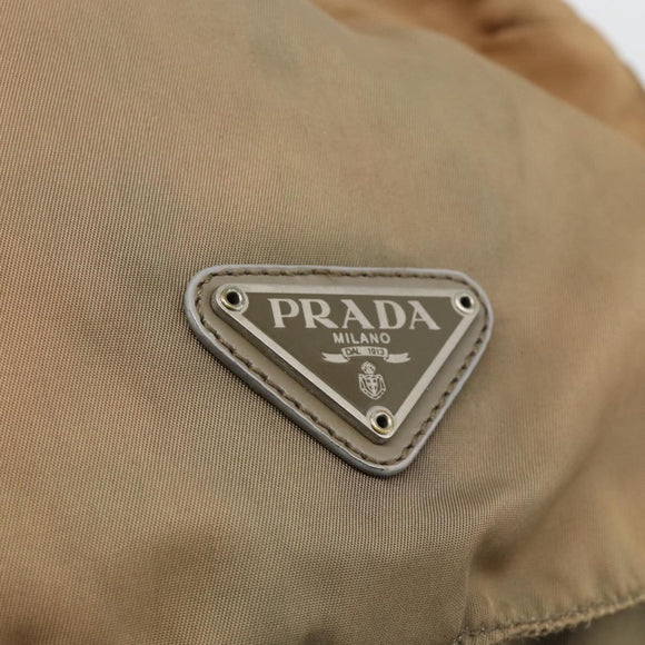 PRADA Backpack Nylon Khaki Silver Auth YKZ1086
