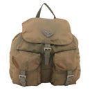 PRADA Backpack Nylon Khaki Silver Auth YKZ1086-13