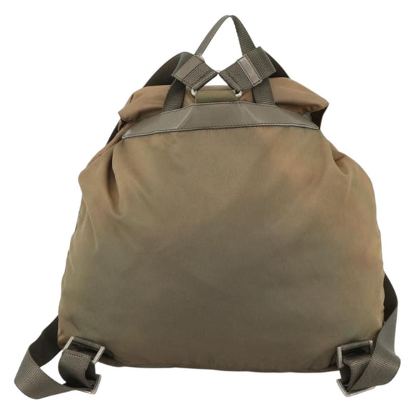 PRADA Backpack Nylon Khaki Silver Auth YKZ1086