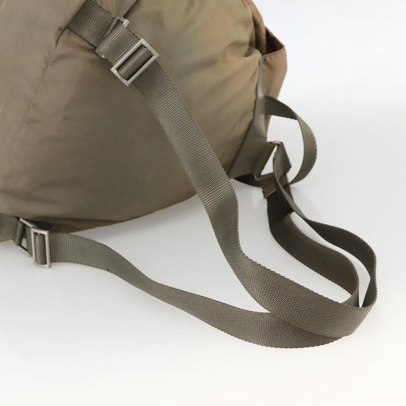PRADA Backpack Nylon Khaki Silver Auth YKZ1086