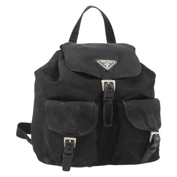 PRADA Backpack Nylon Black Silver Auth YKZ1087