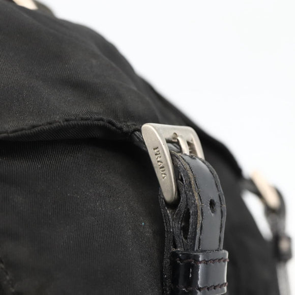 PRADA Backpack Nylon Black Silver Auth YKZ1087