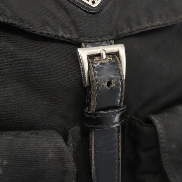 PRADA Backpack Nylon Black Silver Auth YKZ1087