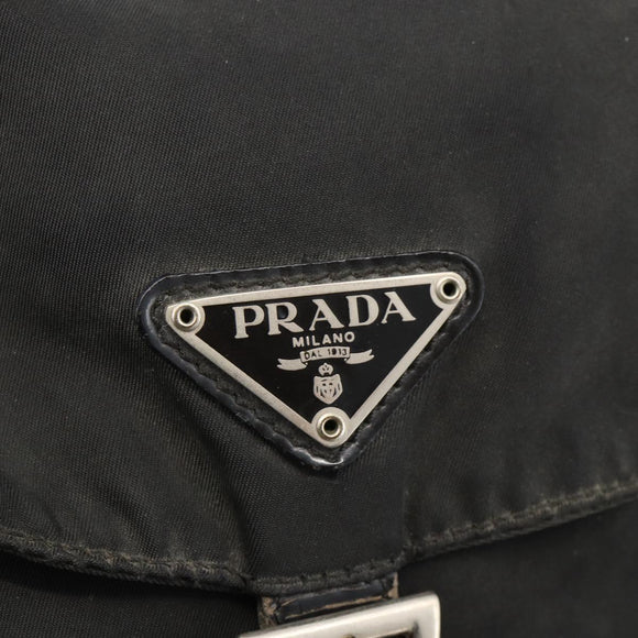 PRADA Backpack Nylon Black Silver Auth YKZ1087