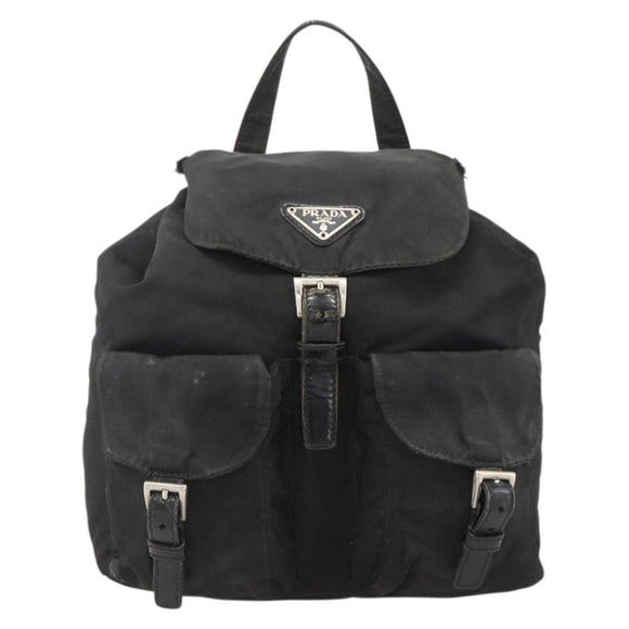 PRADA Backpack Nylon Black Silver Auth YKZ1087