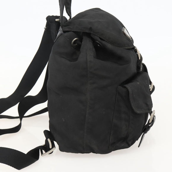 PRADA Backpack Nylon Black Silver Auth YKZ1087