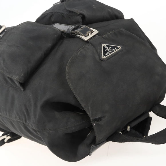 PRADA Backpack Nylon Black Silver Auth YKZ1087