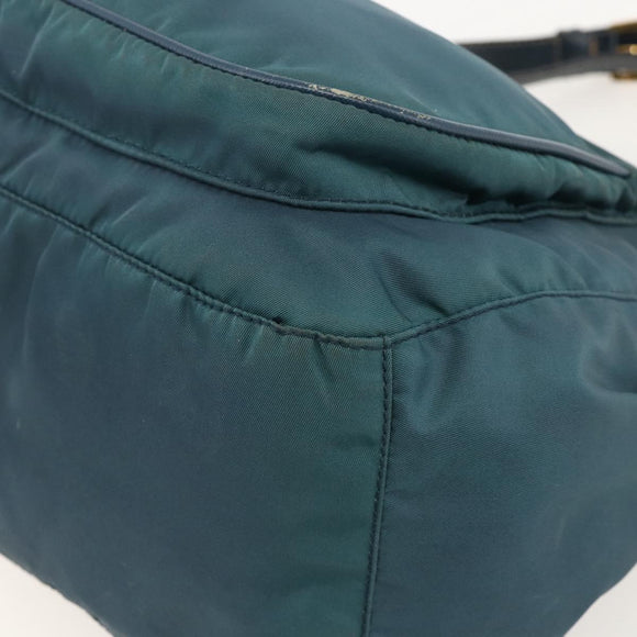 PRADA Shoulder Bag Nylon Green Gold Auth YKZ1088