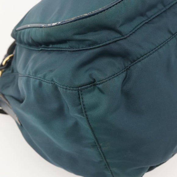PRADA Shoulder Bag Nylon Green Gold Auth YKZ1088