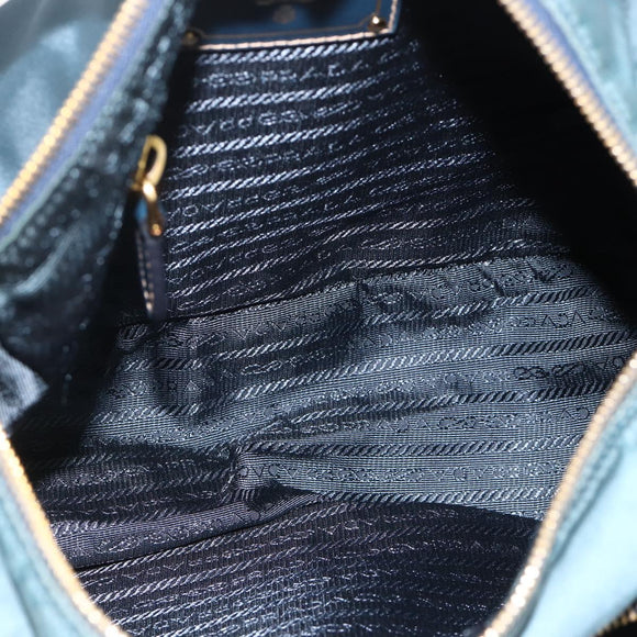 PRADA Shoulder Bag Nylon Green Gold Auth YKZ1088