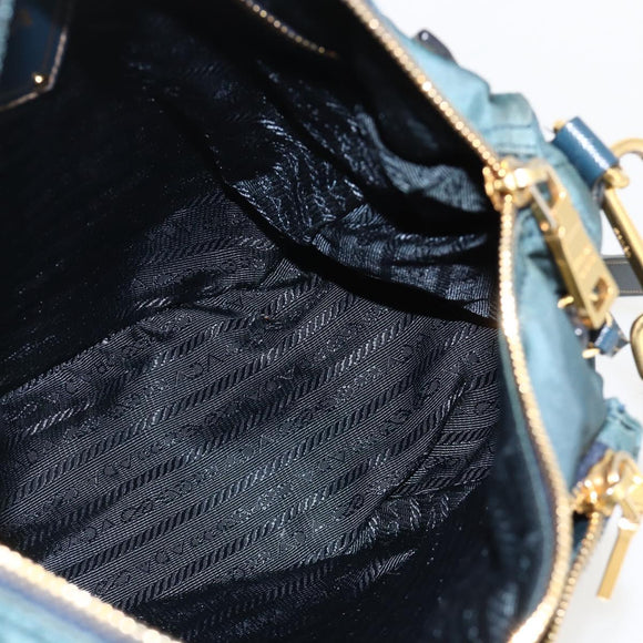 PRADA Shoulder Bag Nylon Green Gold Auth YKZ1088