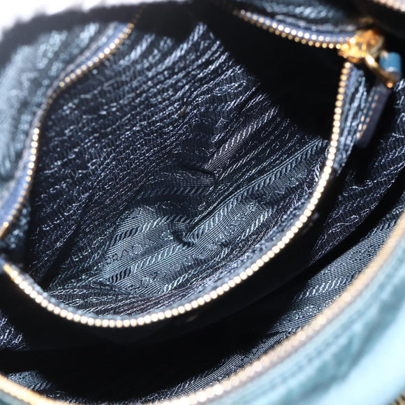 PRADA Shoulder Bag Nylon Green Gold Auth YKZ1088