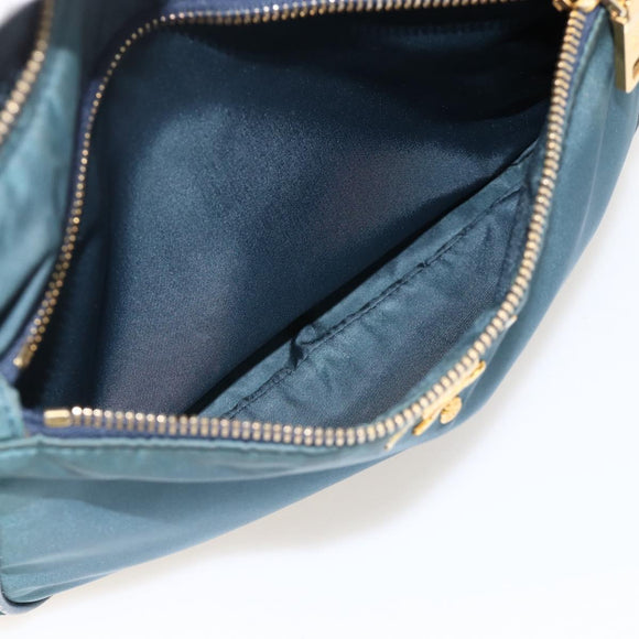 PRADA Shoulder Bag Nylon Green Gold Auth YKZ1088