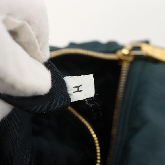 PRADA Shoulder Bag Nylon Green Gold Auth YKZ1088