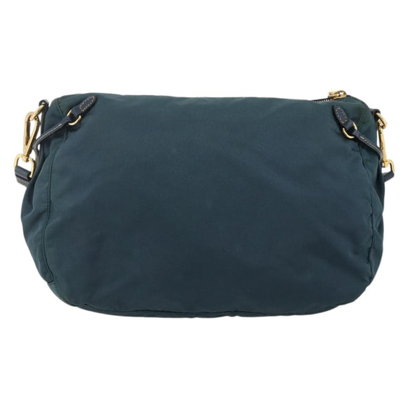 PRADA Shoulder Bag Nylon Green Gold Auth YKZ1088