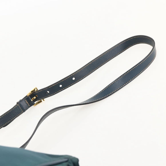 PRADA Shoulder Bag Nylon Green Gold Auth YKZ1088