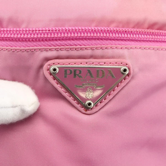 PRADA Shoulder Bag Nylon Pink Silver Auth YKZ1090